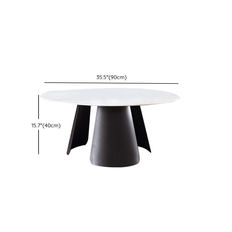2-Piece Slate Round Coffee Table Set Modern White Simple Cocktail Table Clearhalo 'Coffee & Accent Tables' 'Coffee Tables' 'coffee_tables' 'furn' 'furn_coffee_tables' 'Furniture' 'Living Room Furniture' 6620101