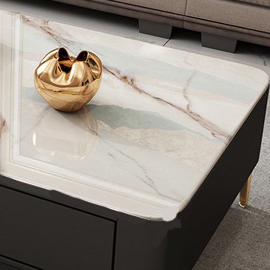 グラム長方形の石のコーヒーテーブルシングル4脚のコーヒーテーブル収納引き出し付き