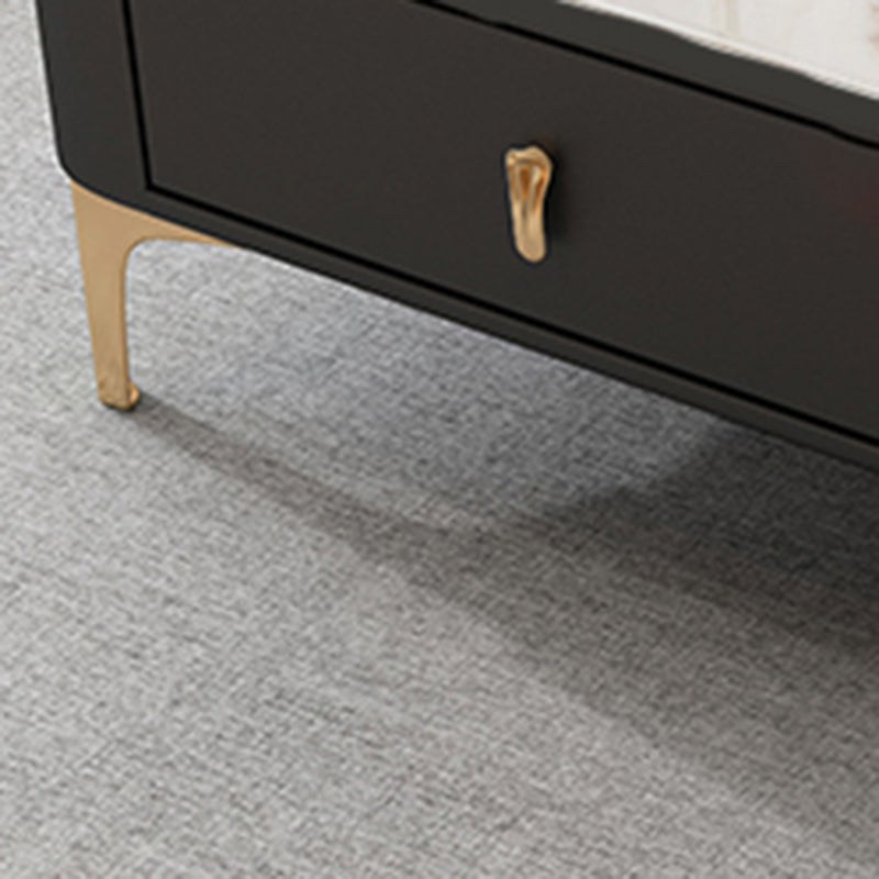 Glam rechteckiger Couchtisch aus Stein, einzelner Couchtisch mit 4 Beinen und Schubladen