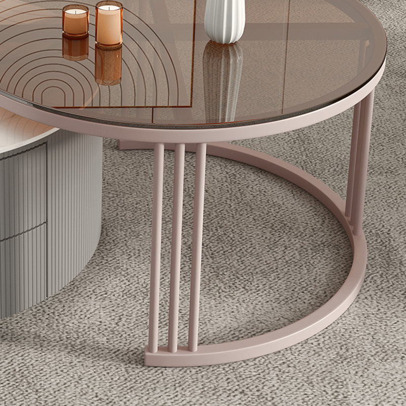 Frame Round Glam Coffee Table Slate Nesting Coffee Table Set Clearhalo 'Coffee & Accent Tables' 'Coffee Tables' 'coffee_tables' 'furn' 'furn_coffee_tables' 'Furniture' 'Living Room Furniture' 6620169