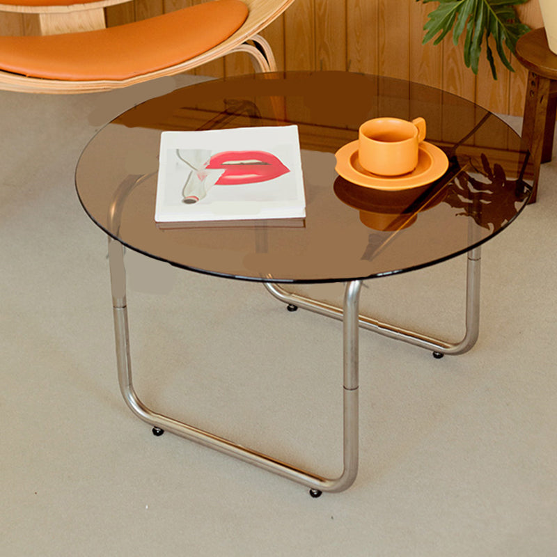 Modern Glass Coffee Table Round Sled Coffee Table for Living Room Clearhalo 'Coffee & Accent Tables' 'Coffee Tables' 'coffee_tables' 'furn' 'furn_coffee_tables' 'Furniture' 'Living Room Furniture' 6620182
