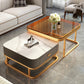 Modern Metal Frame Cocktail Table Square Glass / Slate Coffee Table with Drawer Clearhalo 'Coffee & Accent Tables' 'Coffee Tables' 'coffee_tables' 'furn' 'furn_coffee_tables' 'Furniture' 'Living Room Furniture' 6620197