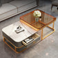 Modern Metal Frame Cocktail Table Square Glass / Slate Coffee Table with Drawer Clearhalo 'Coffee & Accent Tables' 'Coffee Tables' 'coffee_tables' 'furn' 'furn_coffee_tables' 'Furniture' 'Living Room Furniture' 6620199