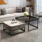 Modern Metal Frame Cocktail Table Square Glass / Slate Coffee Table with Drawer 28"L x 28"W x 18"H + 24"L x 24"W x 15"H Black Grey White Black Clearhalo 'Coffee & Accent Tables' 'Coffee Tables' 'coffee_tables' 'furn' 'furn_coffee_tables' 'Furniture' 'Living Room Furniture' 6620203