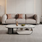 Elliptical Slate Top Coffee Table 1 -shelf Glam Cocktail Table with 1 - Drawer