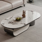 Elliptical Slate Top Coffee Table 1 -shelf Glam Cocktail Table with 1 - Drawer
