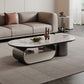 Elliptical Slate Top Coffee Table 1 -shelf Glam Cocktail Table with 1 - Drawer