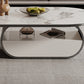 Elliptical Slate Top Coffee Table 1 -shelf Glam Cocktail Table with 1 - Drawer