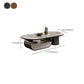 Elliptical Slate Top Coffee Table 1 -shelf Glam Cocktail Table with 1 - Drawer