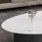 15"H Glam Coffee Table Slate Oval Single Coffee Cocktail Table