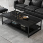 Modern Simple 1 Single Cocktail Table Rectangular Frame Coffee Table with Storage Shelf 55"L x 24"W x 16.5"H Black Shelves Included Clearhalo 'Coffee & Accent Tables' 'Coffee Tables' 'coffee_tables' 'furn' 'furn_coffee_tables' 'Furniture' 'Living Room Furniture' 6620257