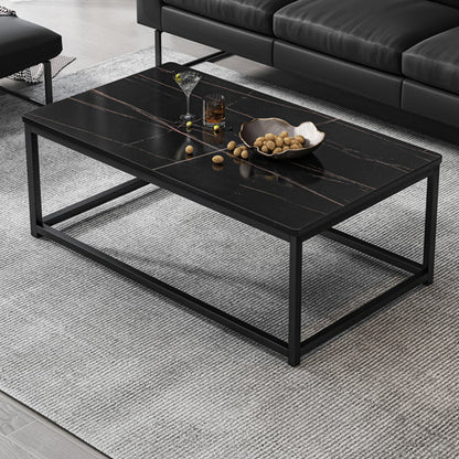 Modern Simple 1 Single Cocktail Table Rectangular Frame Coffee Table with Storage Shelf 31.5"L x 16"W x 16.5"H Black Shelves Not Included Clearhalo 'Coffee & Accent Tables' 'Coffee Tables' 'coffee_tables' 'furn' 'furn_coffee_tables' 'Furniture' 'Living Room Furniture' 6620262