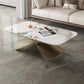 Cross Legs Rectangular Slate Coffee Table with Adjustable Height