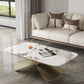 Cross Legs Rectangular Slate Coffee Table with Adjustable Height