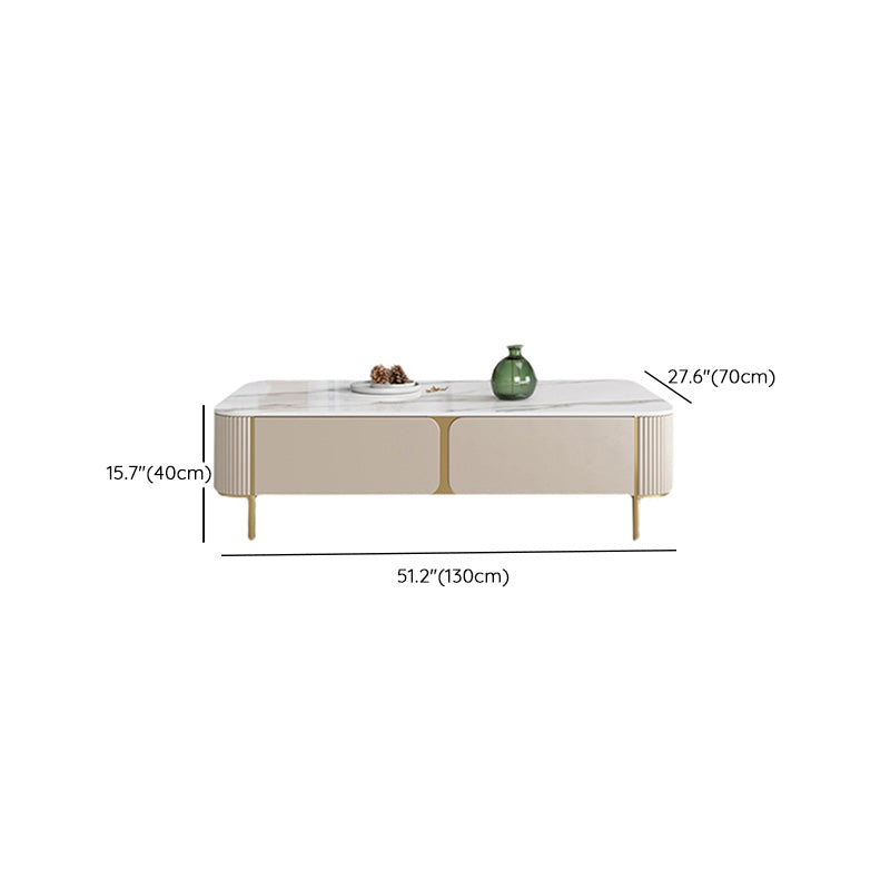 Contemporary Stone Single Coffee Table 4 Legs Coffee Cocktail Table with Storage Drawers Clearhalo 'Coffee & Accent Tables' 'Coffee Tables' 'coffee_tables' 'furn' 'furn_coffee_tables' 'Furniture' 'Living Room Furniture' 6620331