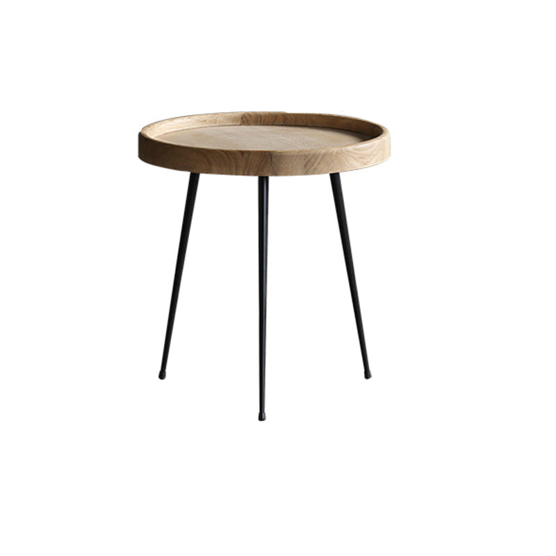 Modern Tray Top Coffee Table Round 3 Legs Coffee Table for Living Room 17.7"L x 17.7"W x 18.9"H Natural Clearhalo 'Coffee & Accent Tables' 'Coffee Tables' 'coffee_tables' 'furn' 'furn_coffee_tables' 'Furniture' 'Living Room Furniture' 6620336