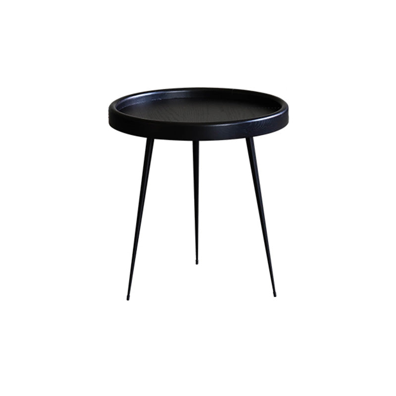 Modern Tray Top Coffee Table Round 3 Legs Coffee Table for Living Room 17.7"L x 17.7"W x 18.9"H Black Clearhalo 'Coffee & Accent Tables' 'Coffee Tables' 'coffee_tables' 'furn' 'furn_coffee_tables' 'Furniture' 'Living Room Furniture' 6620338