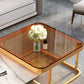 Glam Square Glass / Slate Coffee Table Metal Frame Cocktail Table with Drawer Clearhalo 'Coffee & Accent Tables' 'Coffee Tables' 'coffee_tables' 'furn' 'furn_coffee_tables' 'Furniture' 'Living Room Furniture' 6620368
