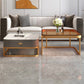 Glam Square Glass / Slate Coffee Table Metal Frame Cocktail Table with Drawer Clearhalo 'Coffee & Accent Tables' 'Coffee Tables' 'coffee_tables' 'furn' 'furn_coffee_tables' 'Furniture' 'Living Room Furniture' 6620372