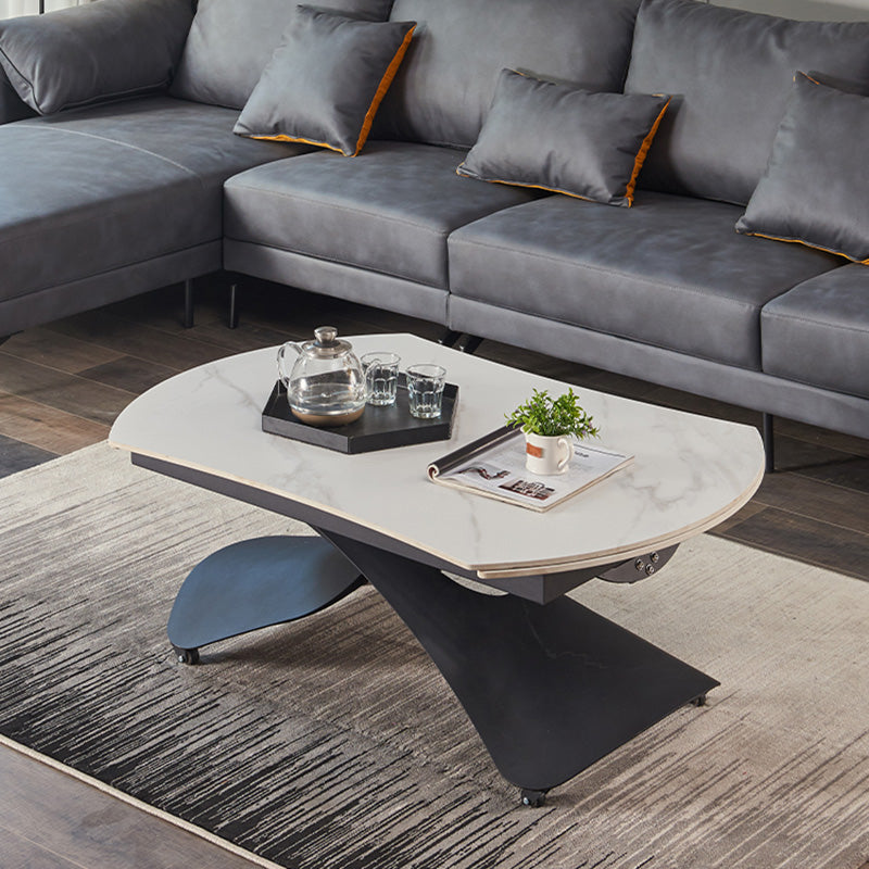 Glam Adjustable Height Coffee Table Slate Cross Legs Cocktail Table Clearhalo 'Coffee & Accent Tables' 'Coffee Tables' 'coffee_tables' 'furn' 'furn_coffee_tables' 'Furniture' 'Living Room Furniture' 6620383