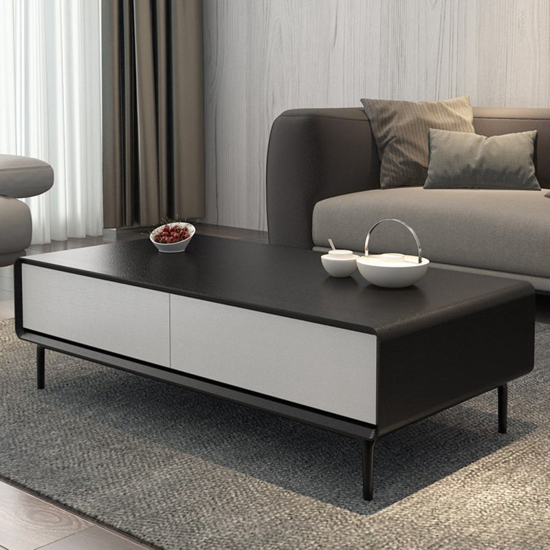 15"H Contemporary Coffee Table Single Coffee Cocktail Table with Storage Black-White Clearhalo 'Coffee & Accent Tables' 'Coffee Tables' 'coffee_tables' 'furn' 'furn_coffee_tables' 'Furniture' 'Living Room Furniture' 6620404