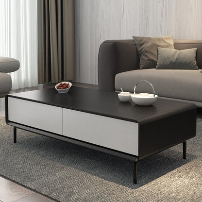 15"H Contemporary Coffee Table Single Coffee Cocktail Table with Storage Black-White Clearhalo 'Coffee & Accent Tables' 'Coffee Tables' 'coffee_tables' 'furn' 'furn_coffee_tables' 'Furniture' 'Living Room Furniture' 6620404