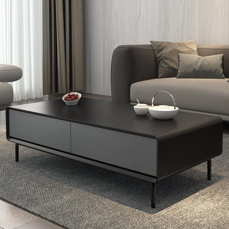 15"H Contemporary Coffee Table Single Coffee Cocktail Table with Storage Black Gray Clearhalo 'Coffee & Accent Tables' 'Coffee Tables' 'coffee_tables' 'furn' 'furn_coffee_tables' 'Furniture' 'Living Room Furniture' 6620413