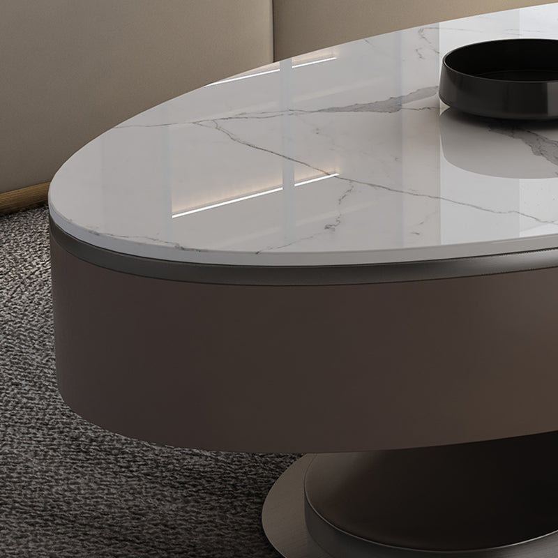Glam Stone Single Coffee Table Pedestal Coffee Cocktail Table with Storage Drawers Clearhalo 'Coffee & Accent Tables' 'Coffee Tables' 'coffee_tables' 'furn' 'furn_coffee_tables' 'Furniture' 'Living Room Furniture' 6620433