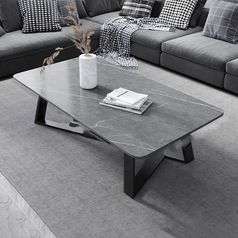 17"H Contemporary Coffee Table Single Slate Coffee Cocktail Table Gray Clearhalo 'Coffee & Accent Tables' 'Coffee Tables' 'coffee_tables' 'furn' 'furn_coffee_tables' 'Furniture' 'Living Room Furniture' 6620454