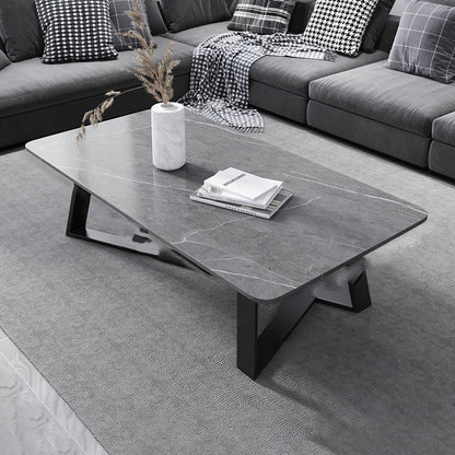 17"H Contemporary Coffee Table Single Slate Coffee Cocktail Table Gray Clearhalo 'Coffee & Accent Tables' 'Coffee Tables' 'coffee_tables' 'furn' 'furn_coffee_tables' 'Furniture' 'Living Room Furniture' 6620454