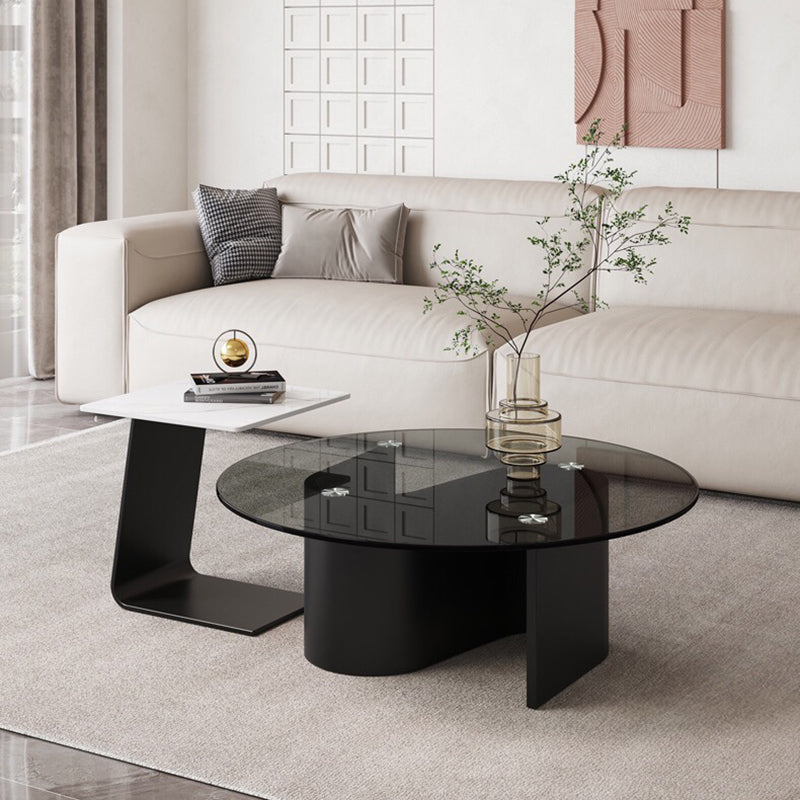 Ensemble de table basse sur pied en verre de table basse ronde moderne