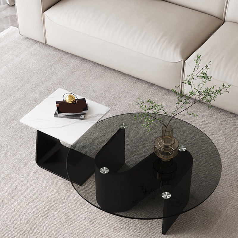 Ensemble de table basse sur pied en verre de table basse ronde moderne