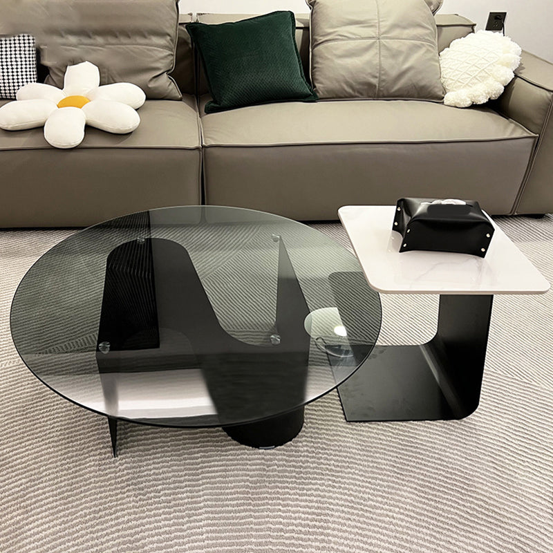 Ensemble de table basse sur pied en verre de table basse ronde moderne