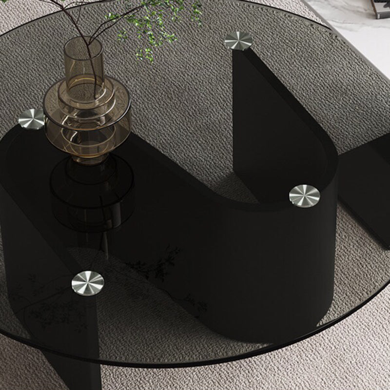 Ensemble de table basse sur pied en verre de table basse ronde moderne