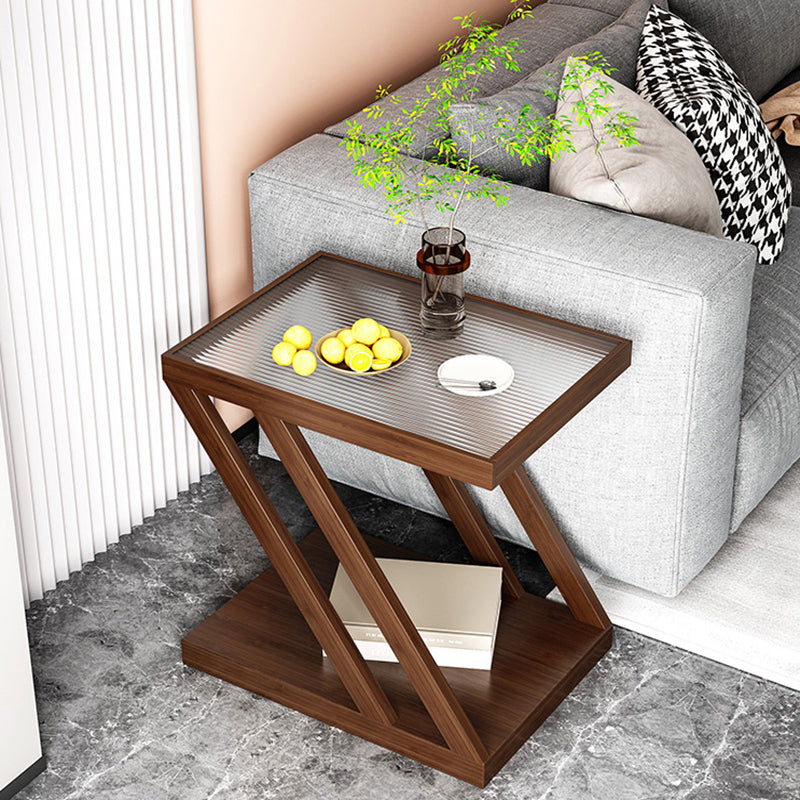 Rettangolare in legno in legno in vetro contemporaneo con tavolino