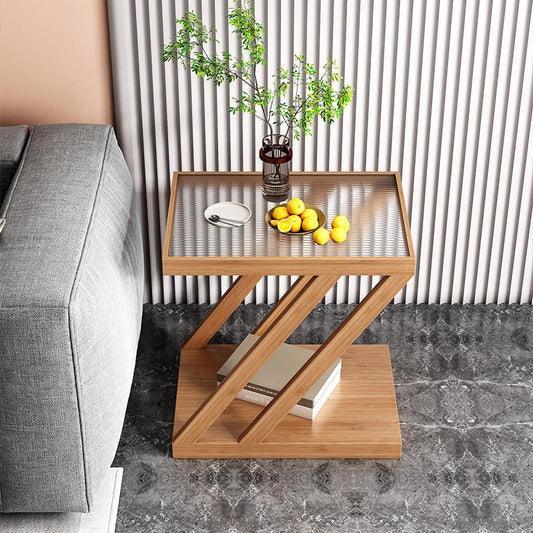 Rettangolare in legno in legno in vetro contemporaneo con tavolino