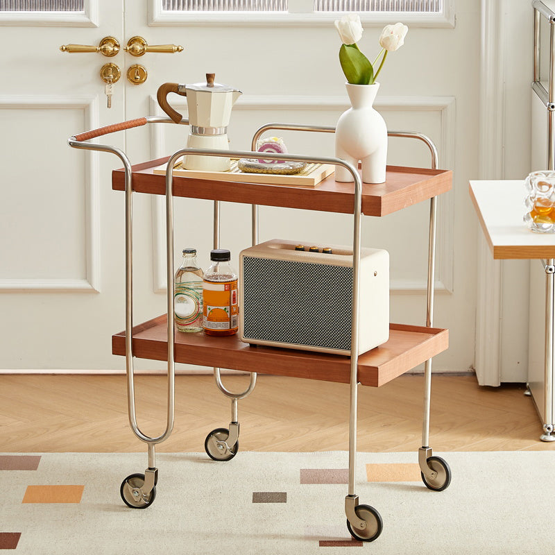 Scandinavian Solid Wood Side Table Tray Top Side End Table with Wheels