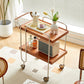 Scandinavian Solid Wood Side Table Tray Top Side End Table with Wheels