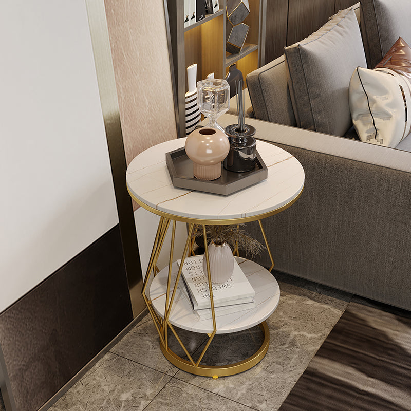 Luxurious Metal Side Table Round Frame Sofa Side Accent Table