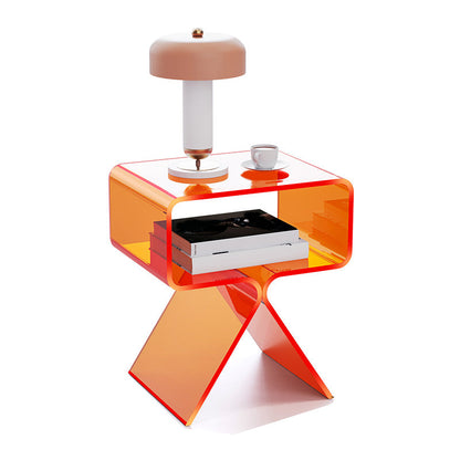 11" Wide Glam Side Table Acrylic Accent Side Table for Bedroom Orange Clear Clearhalo 'Coffee & Accent Tables' 'End & Side Tables' 'end_side_tables' 'furn' 'furn_end_side_tables' 'Furniture' 'Living Room Furniture' 6620616