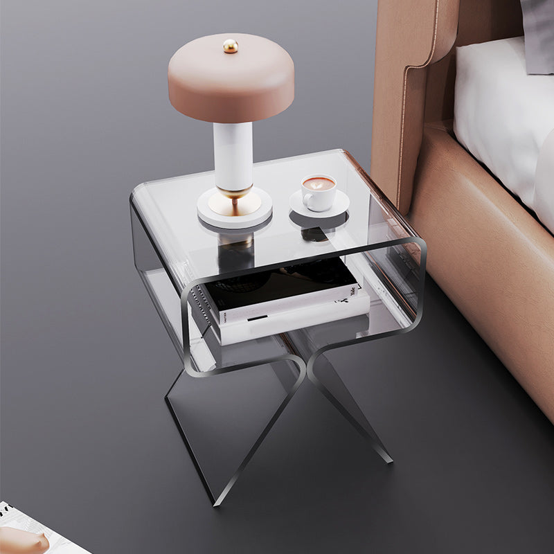 11" Wide Glam Side Table Acrylic Accent Side Table for Bedroom Clearhalo 'Coffee & Accent Tables' 'End & Side Tables' 'end_side_tables' 'furn' 'furn_end_side_tables' 'Furniture' 'Living Room Furniture' 6620619