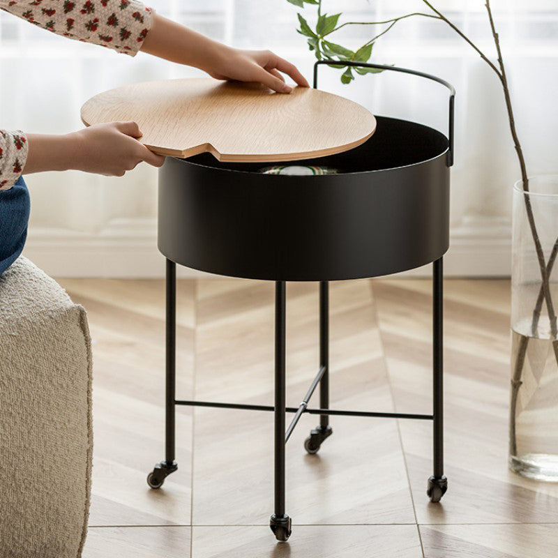 Modern Cross Legs End Table Removable Round Sofa Table with Storage