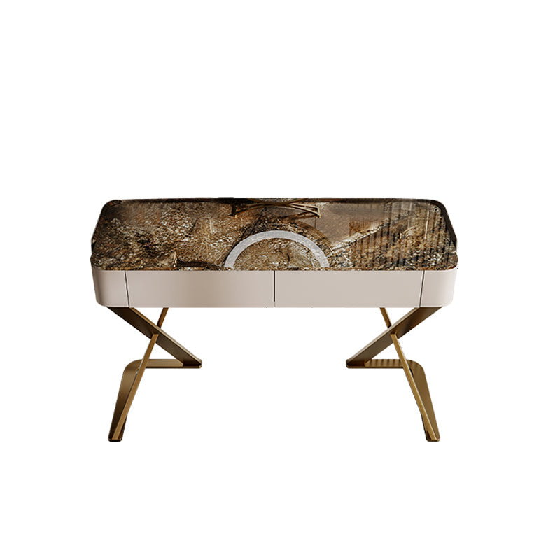 Tavolo da vanità in ardesia a 2 sgabelli da 2-cavanione set con specchio delle luci