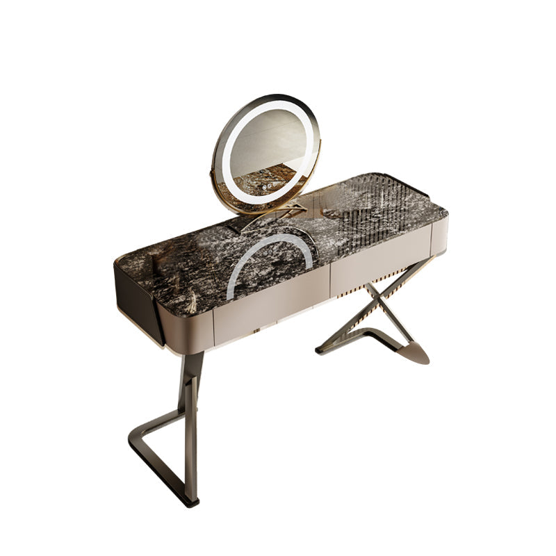 Tavolo da vanità in ardesia a 2 sgabelli da 2-cavanione set con specchio delle luci