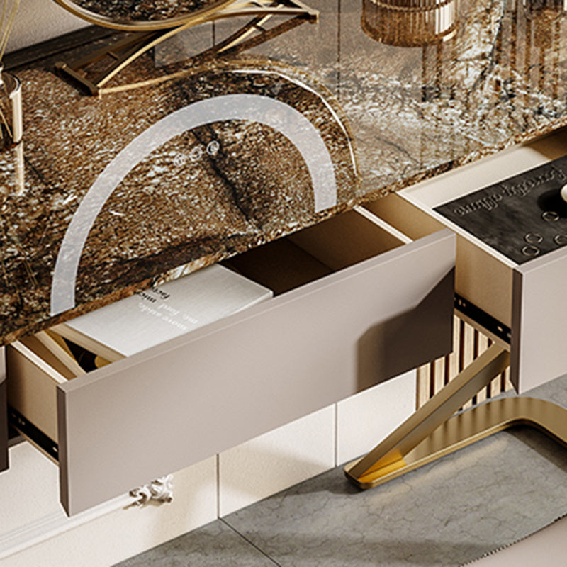 Tavolo da vanità in ardesia a 2 sgabelli da 2-cavanione set con specchio delle luci