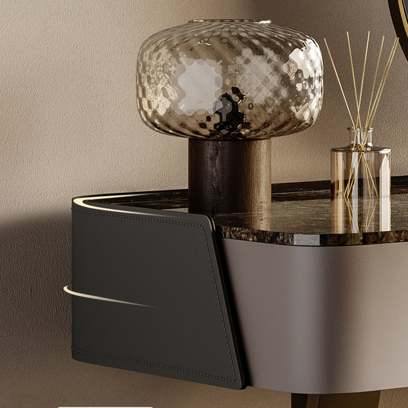 Tavolo da vanità in ardesia a 2 sgabelli da 2-cavanione set con specchio delle luci