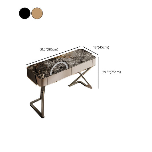 Tavolo da vanità in ardesia a 2 sgabelli da 2-cavanione set con specchio delle luci