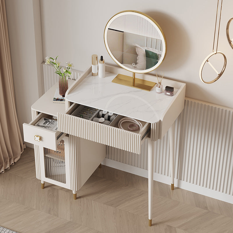 Tavolo da vanità in ardesia sgabello set da vanità bianco con specchio delle luci