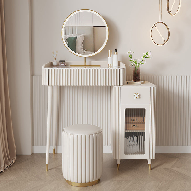 Tavolo da vanità in ardesia sgabello set da vanità bianco con specchio delle luci