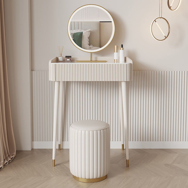 Tavolo da vanità in ardesia sgabello set da vanità bianco con specchio delle luci
